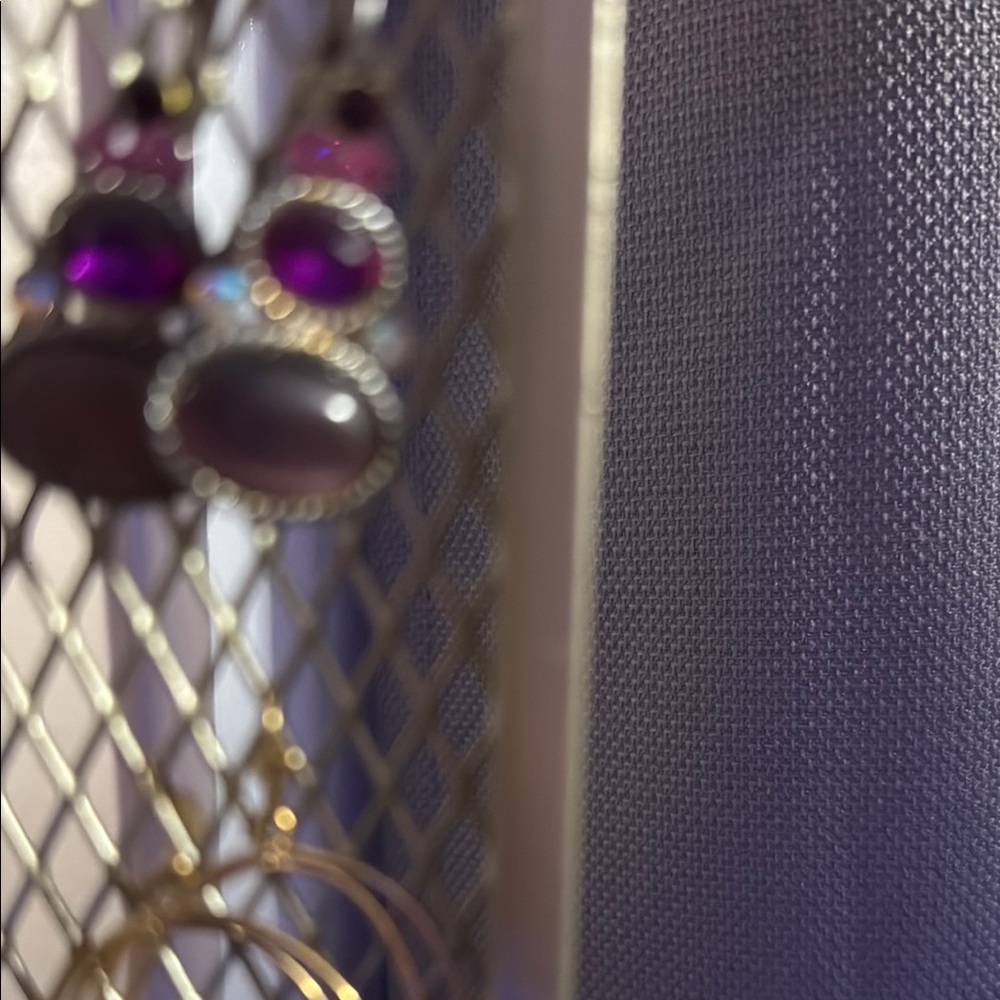 Purple and Gold Dangle Earrings